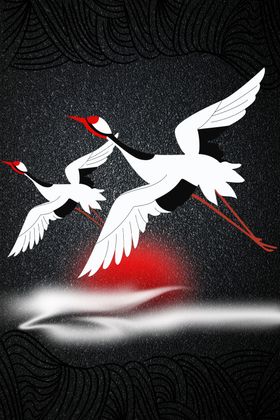 手绘松树素材中国风插画中国风装饰画
