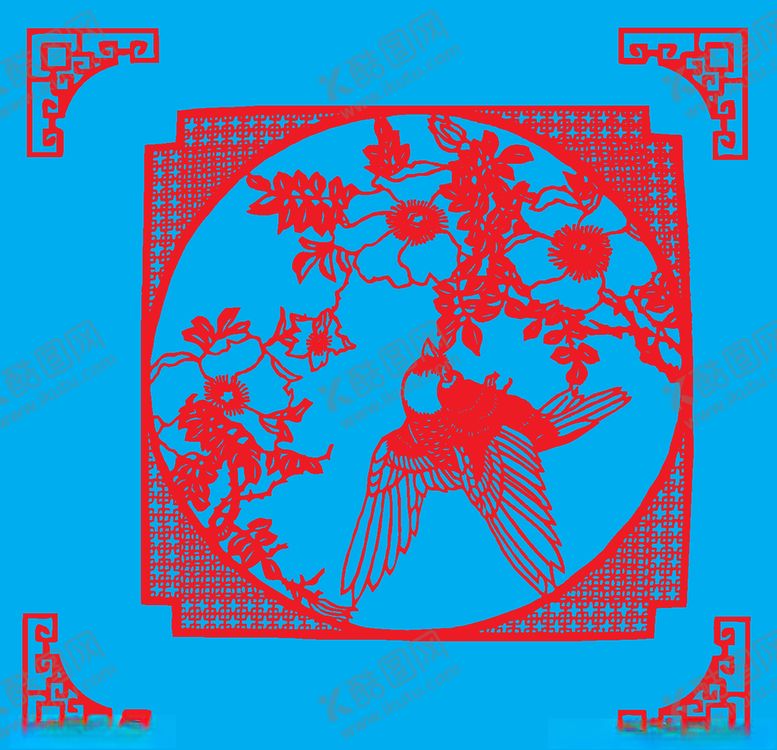 编号：19029109102041324455【酷图网】源文件下载-花鸟剪纸