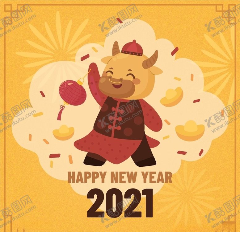 编号：22351804272215324584【酷图网】源文件下载-牛新年展板背景