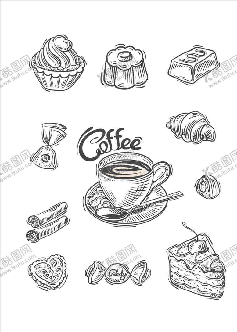 编号：99987611022024523579【酷图网】源文件下载-咖啡线条