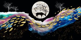 轻奢鱼群三联画