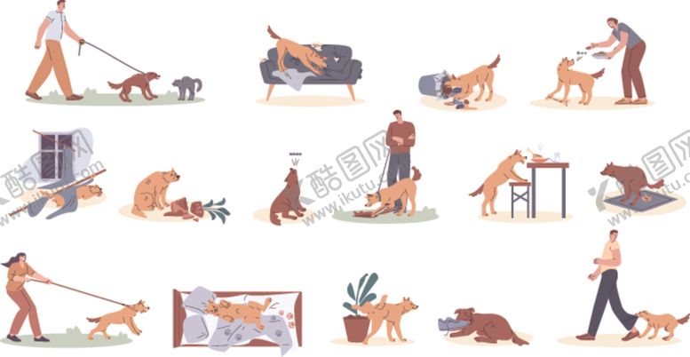 编号：36376809120201457393【酷图网】源文件下载-人与狗互动插图