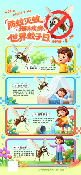国际蚊子日防蚊防护知识简约海报