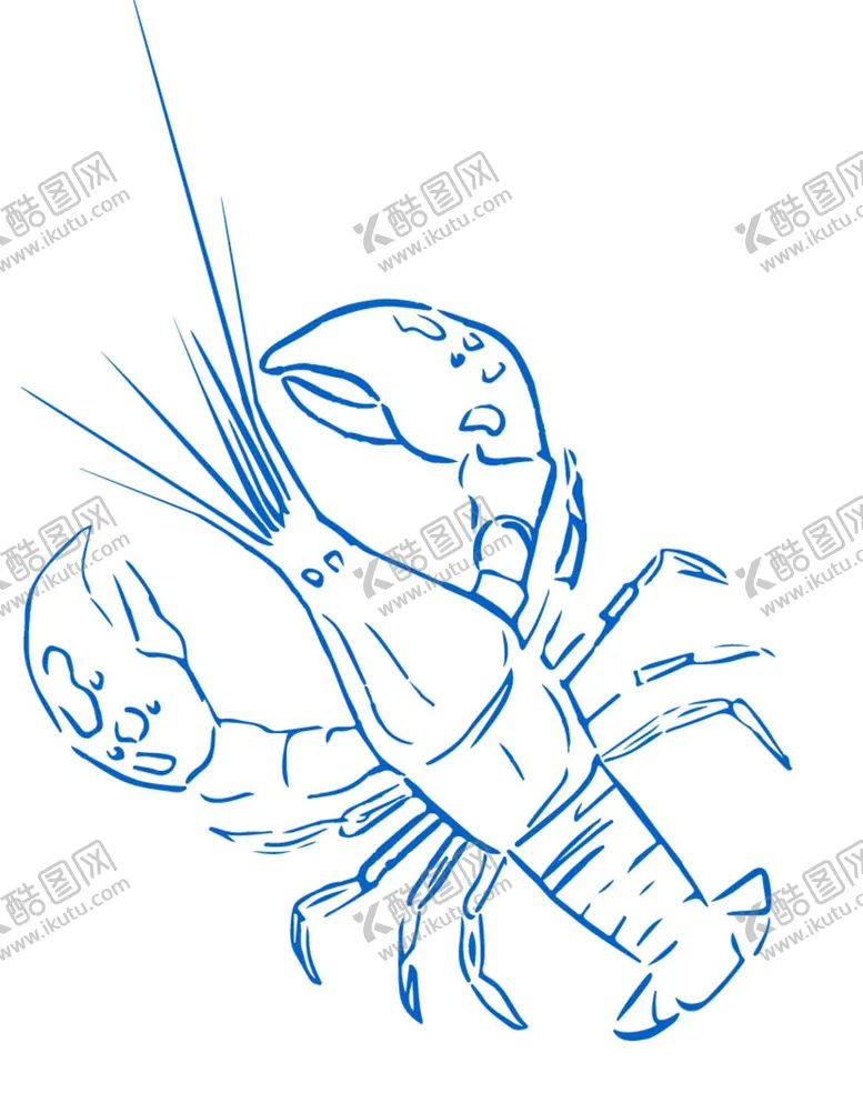 编号：35694110061049241632【酷图网】源文件下载-矢量手绘龙虾线条轮廓