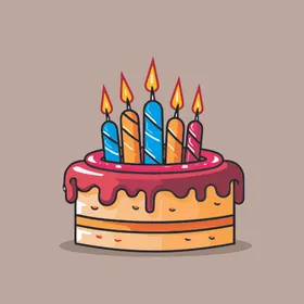 美味水果奶油蛋糕卡通矢量插画元素生日简笔