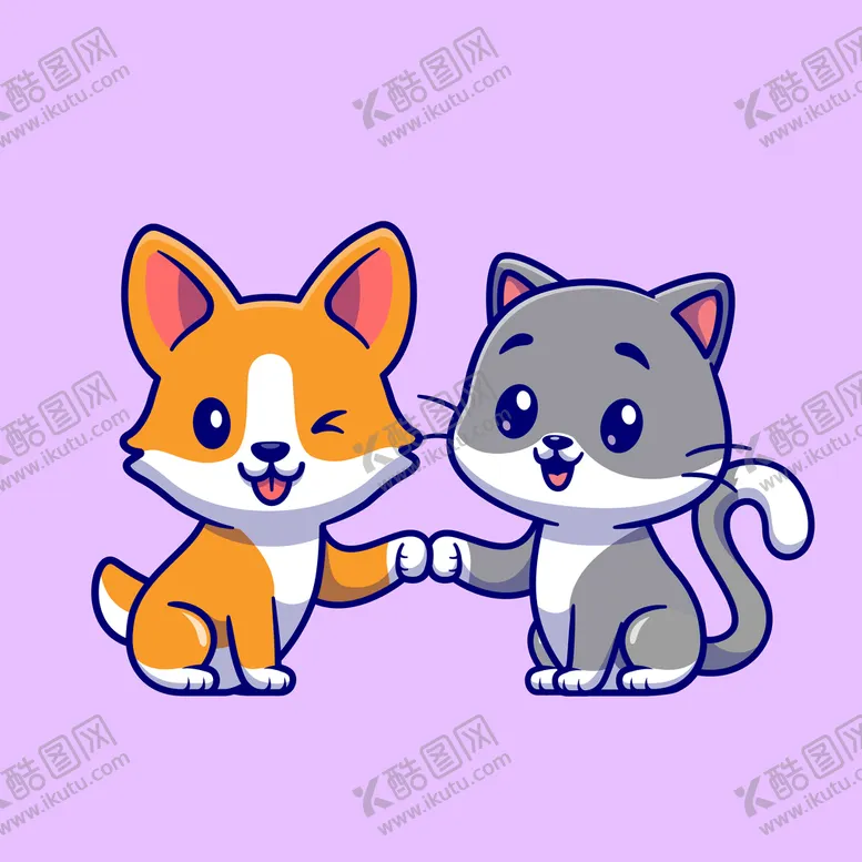 编号：28145909280248172574【酷图网】源文件下载-可爱卡通小猫小狗好朋友