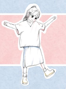 采花小女孩插画