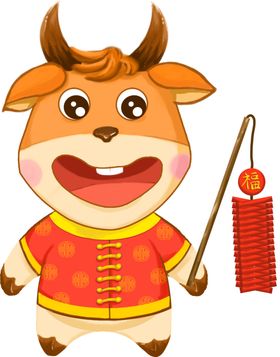 卡通牛年吉祥物大吉春节贴画