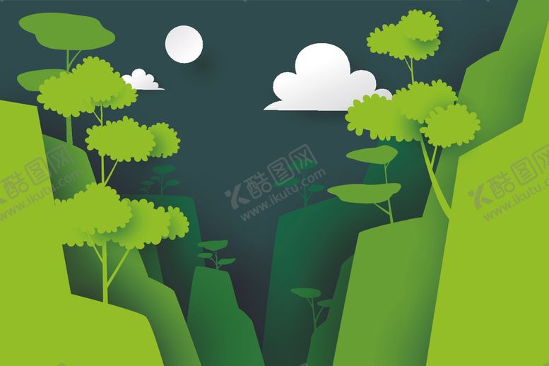 编号：81683510081418244194【酷图网】源文件下载-剪纸风格风景