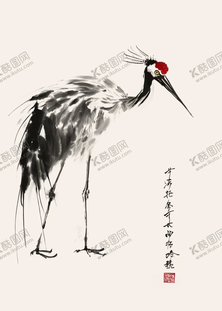编号：89326102101520068626【酷图网】源文件下载-水墨鹤