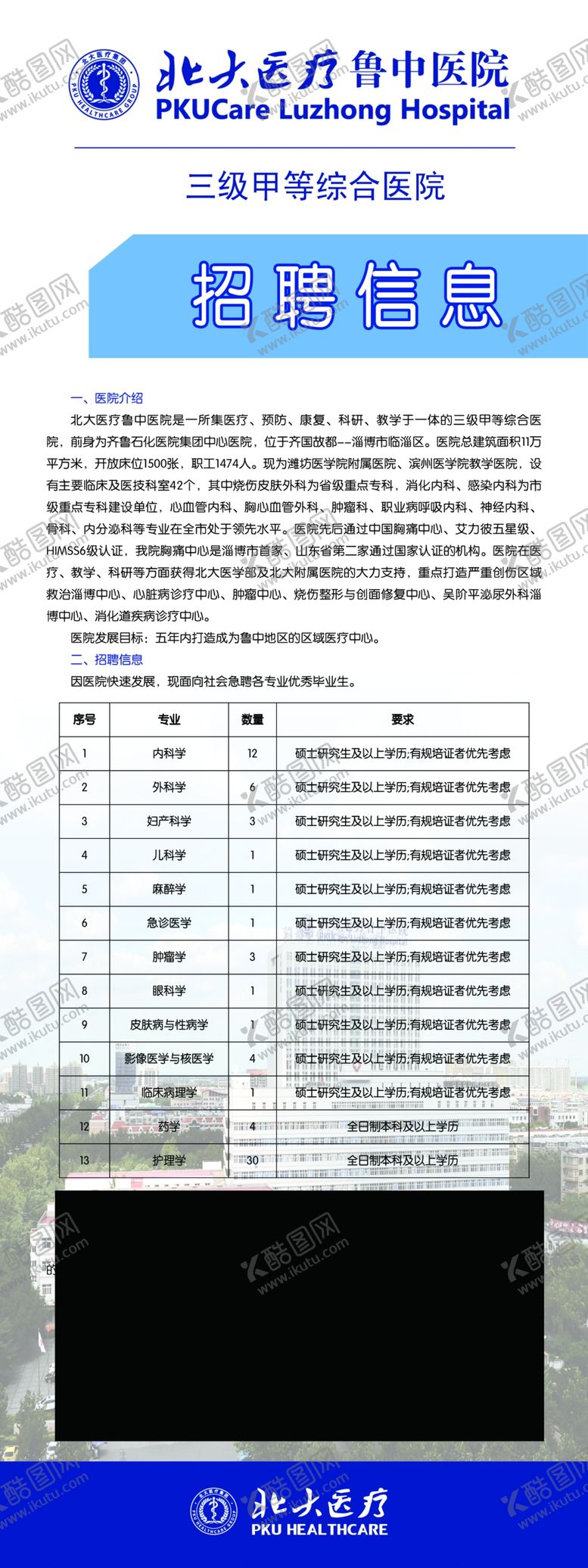 编号：70193809160708096538【酷图网】源文件下载-医院招聘展架易拉宝