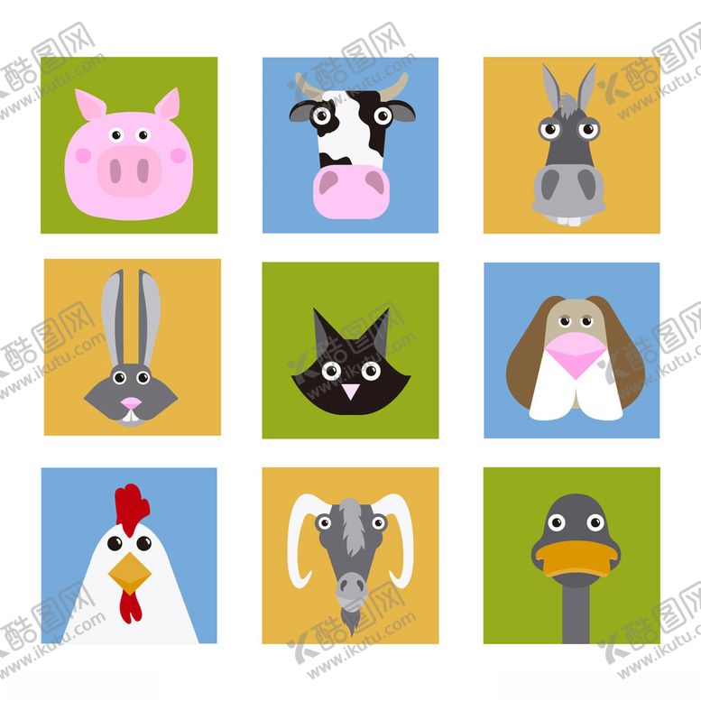 编号：66901111010528418208【酷图网】源文件下载-可爱动物头像集合