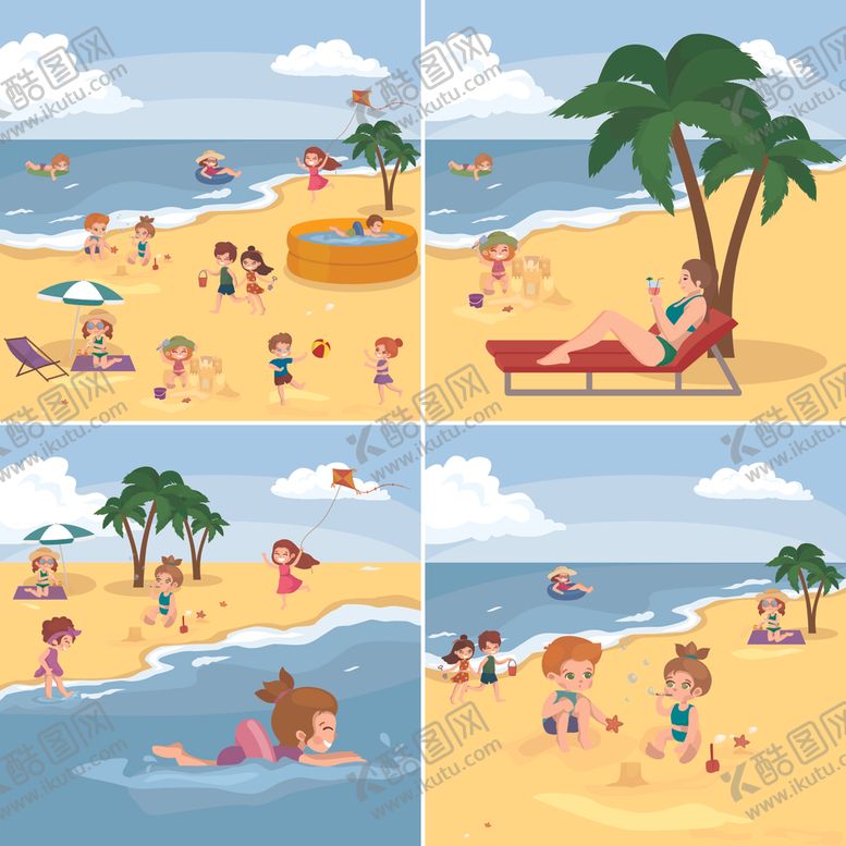 编号：25785510280933538894【酷图网】源文件下载-卡通沙滩