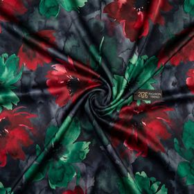 红绿色花卉图案布料