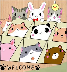 卡通图案龙猫兔子熊猫脚