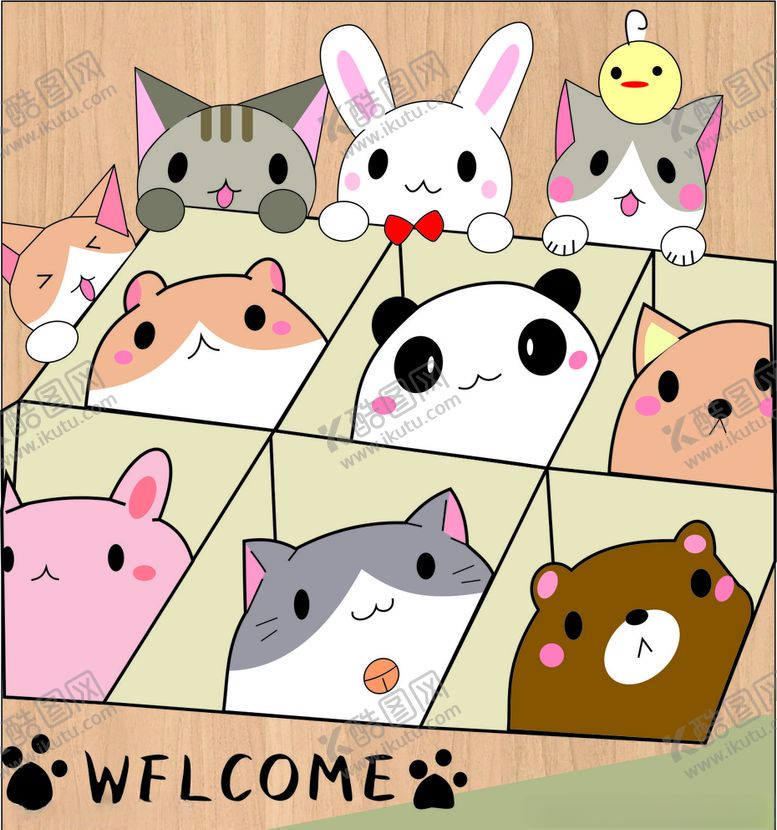 编号：39994905020153254343【酷图网】源文件下载-卡通图案龙猫兔子熊猫脚