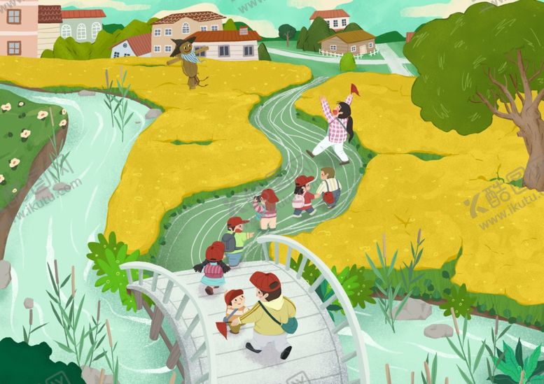 编号：28681209140333219475【酷图网】源文件下载-郊游户外清新插画卡通背景素材