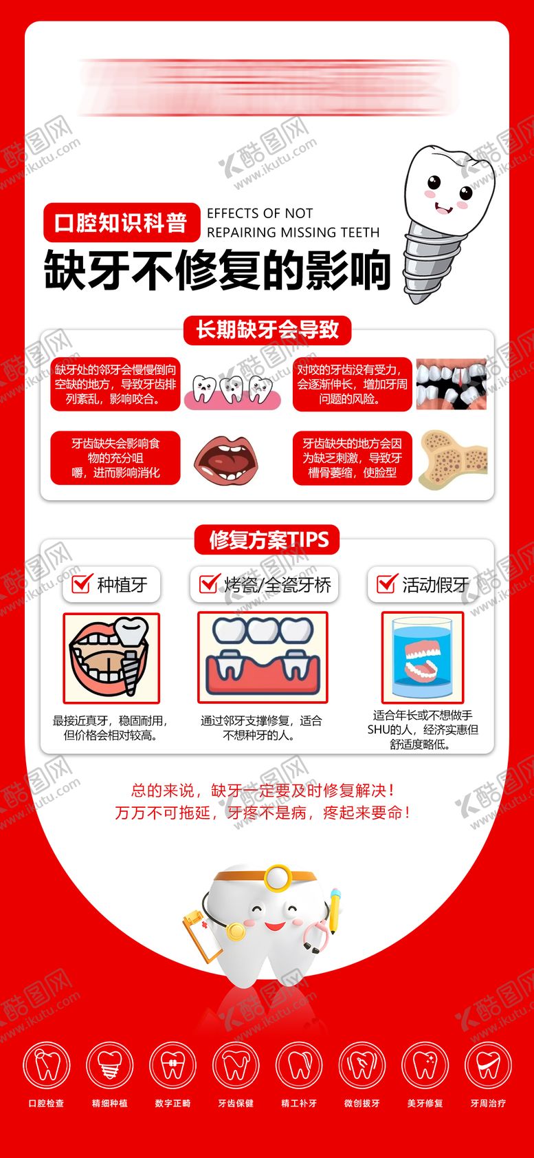 编号：42541704151755443454【酷图网】源文件下载-缺牙不修复的影响科普海报