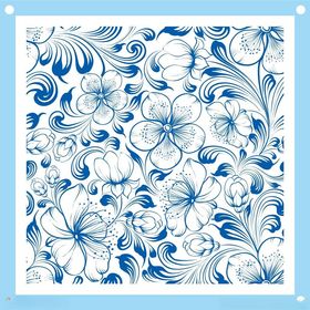 蓝白花卉图案设计素材