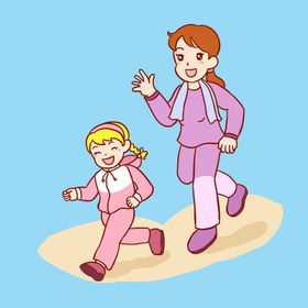 母子跑步