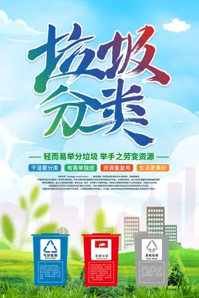 垃圾分类清理环保标语回收广告