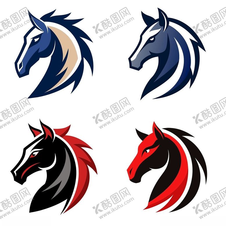 编号：20697312221950162319【酷图网】源文件下载-抽象风格的马头像组图