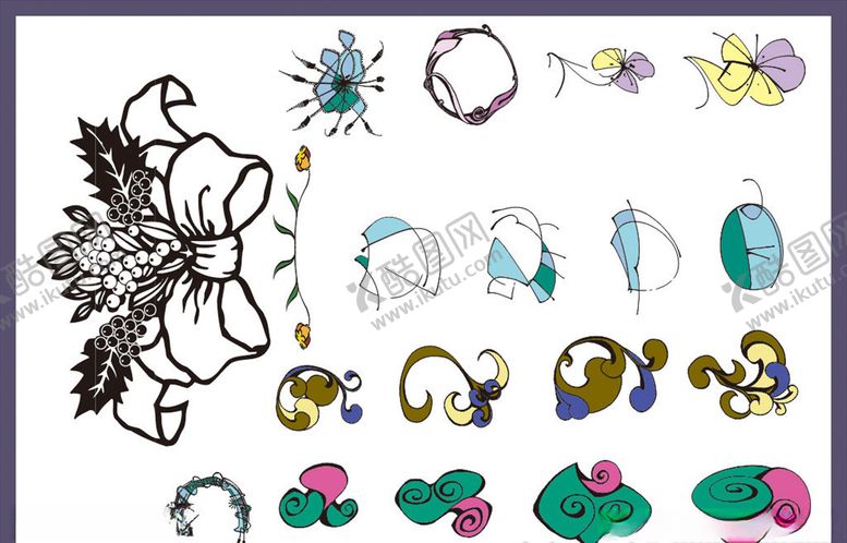 编号：60115610031923283763【酷图网】源文件下载-矢量花卉适量鲜花花纹花边