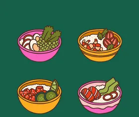 食物插画小清新日本寿司手绘海鲜日式美