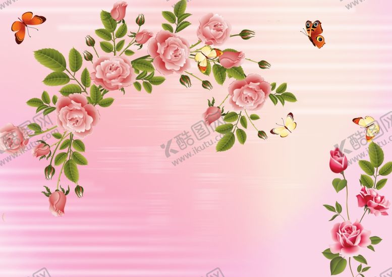 编号：61849109131956335115【酷图网】源文件下载-牡丹花粉色牡丹水纹蝴蝶