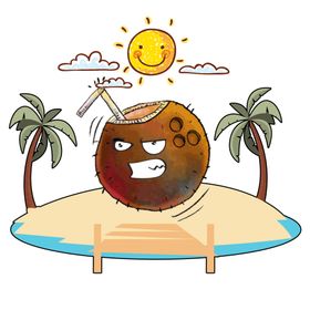 卡通椰子手绘椰子