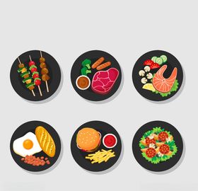 美味食物盘中餐AI矢量图图片AI设计素材