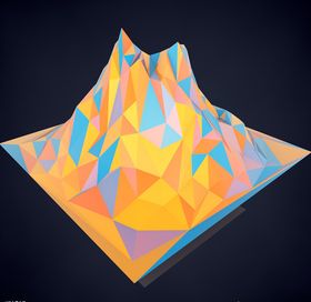 C4D模型低面体小岛屿山景工程