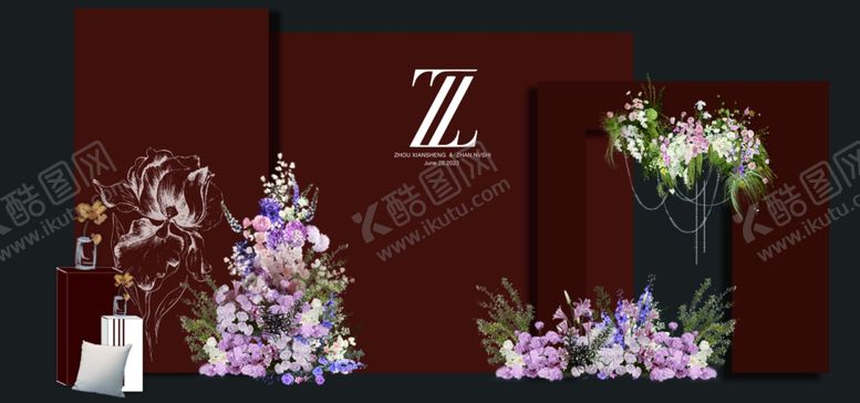 编号：78245101190426553888【酷图网】源文件下载-红色婚礼迎宾区效果图