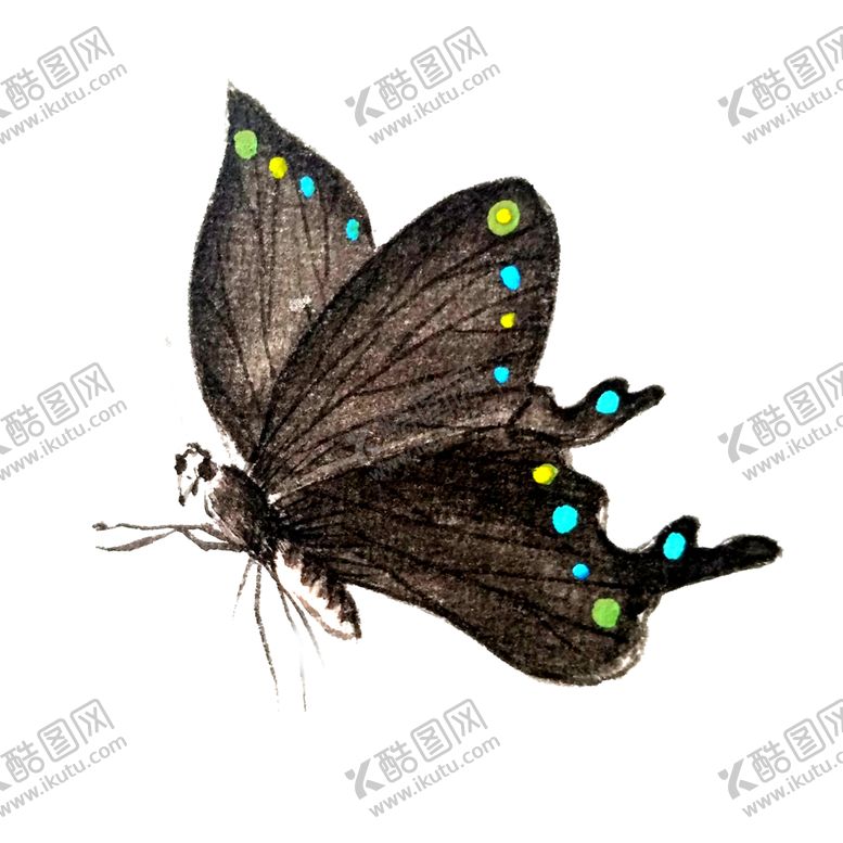 编号：27775001302319176490【酷图网】源文件下载-水墨蝴蝶国画墨色