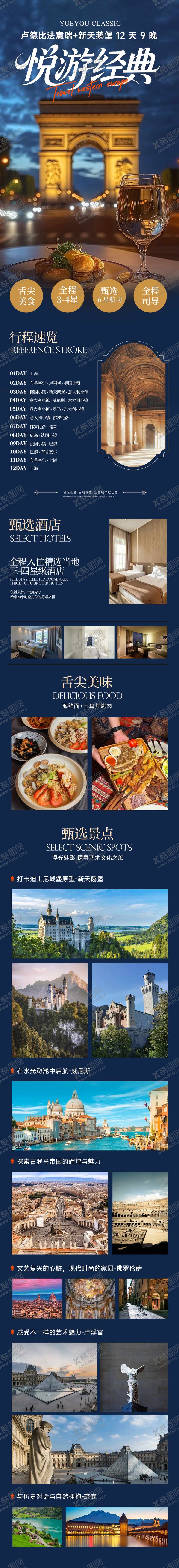 编号：22208110281706137795【酷图网】源文件下载-德法意瑞欧洲经典旅游详情页