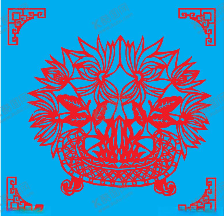 编号：34709007040346507021【酷图网】源文件下载-花盆剪纸