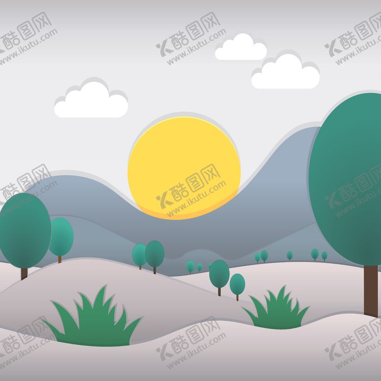编号：90763810032225148835【酷图网】源文件下载-剪纸风格风景