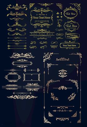复古金色装饰图案设计素材
