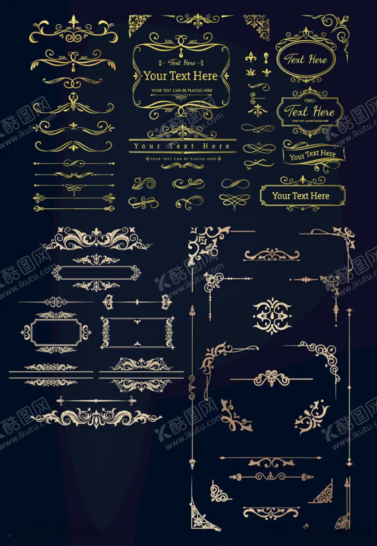 编号：90685404011019268259【酷图网】源文件下载-复古金色装饰图案设计素材