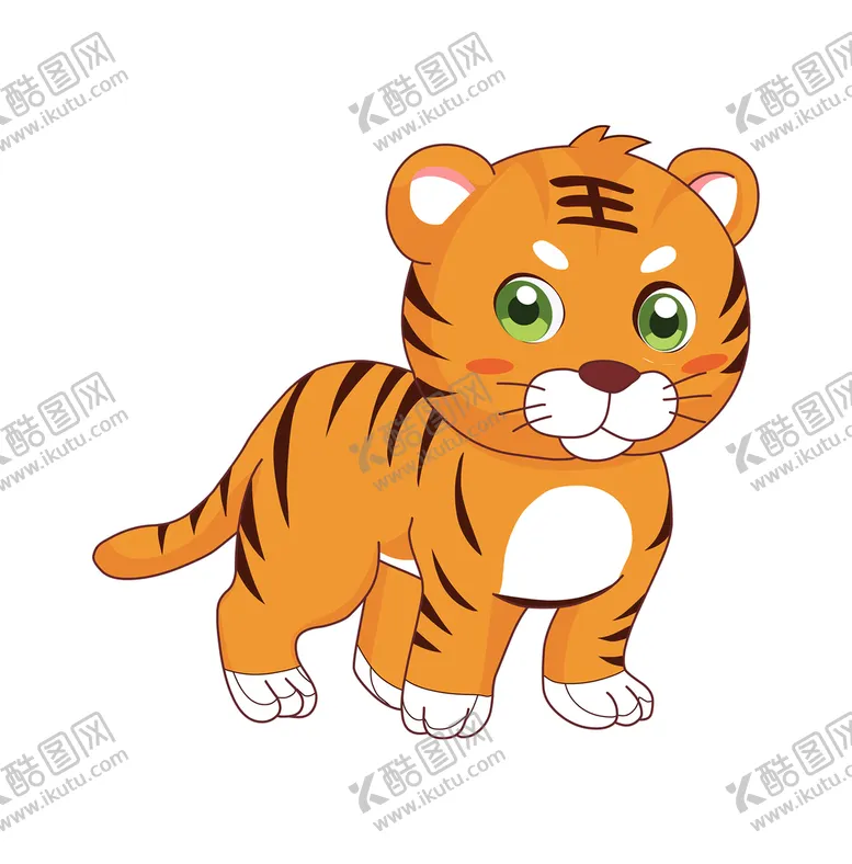 编号：78215609300412565073【酷图网】源文件下载-卡通可爱黄色老虎东北虎节日