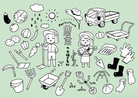 户外露营装备与人物插画