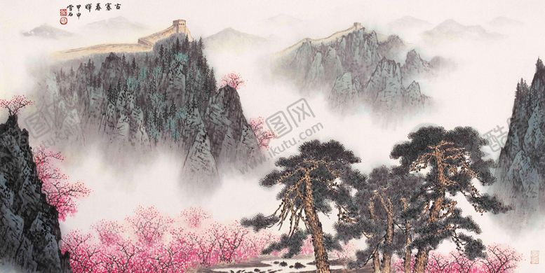 编号：34820601271114262365【酷图网】源文件下载-白雪石国画古塞春晖