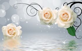 现代简约背景墙玄关牡丹花