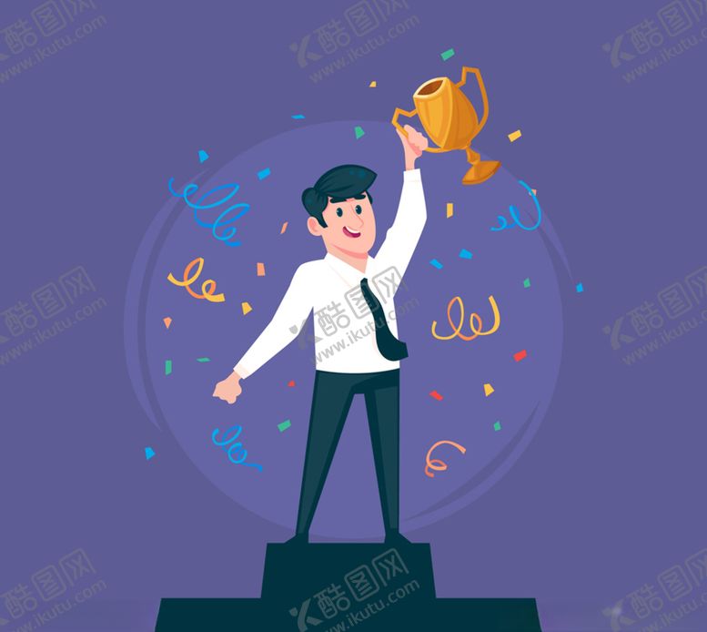 编号：39745610060708409163【酷图网】源文件下载-创意夺得冠军的男子矢量素材