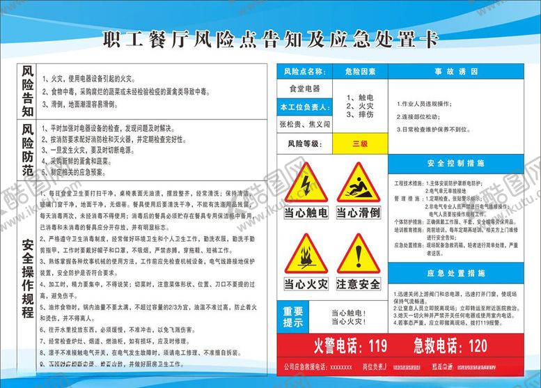 编号：55879405052007159997【酷图网】源文件下载-职工餐厅风险告知牌