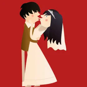 手绘结婚男女人物礼人物插画