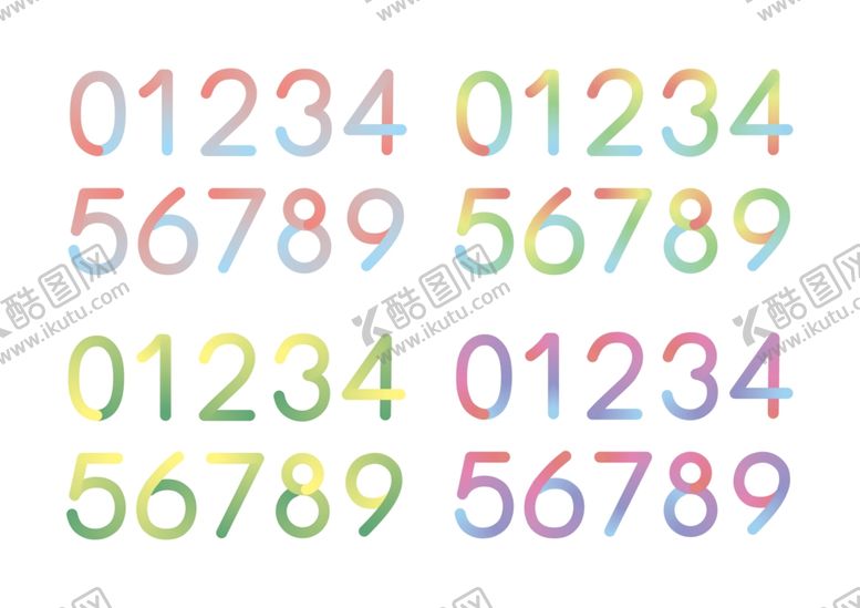 编号：56141102221038218186【酷图网】源文件下载-渐变阿拉伯数字素材