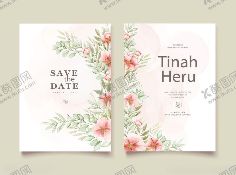 编号：98088312230037301297【酷图网】源文件下载-花卉婚礼请柬设计