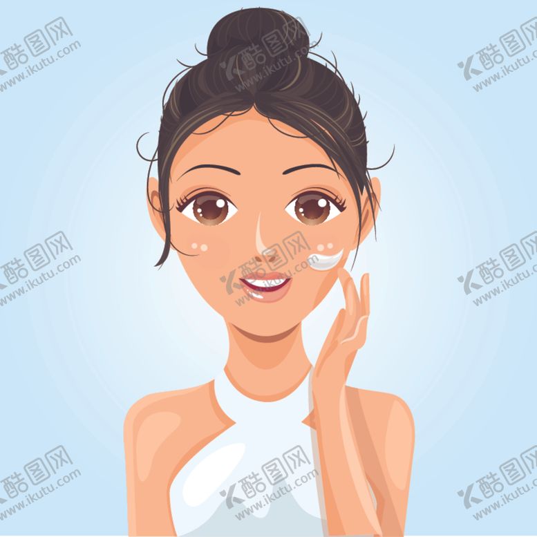 编号：70418909281128354787【酷图网】源文件下载-女孩做面膜保养插画