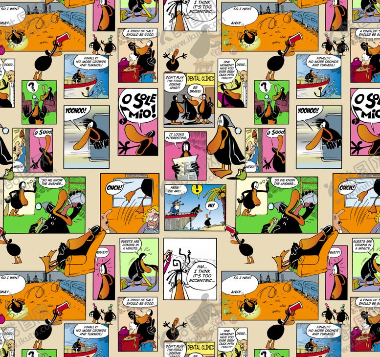 编号：63278210042204541048【酷图网】源文件下载-完美彩绘卡通鸭子分镜对话印花图